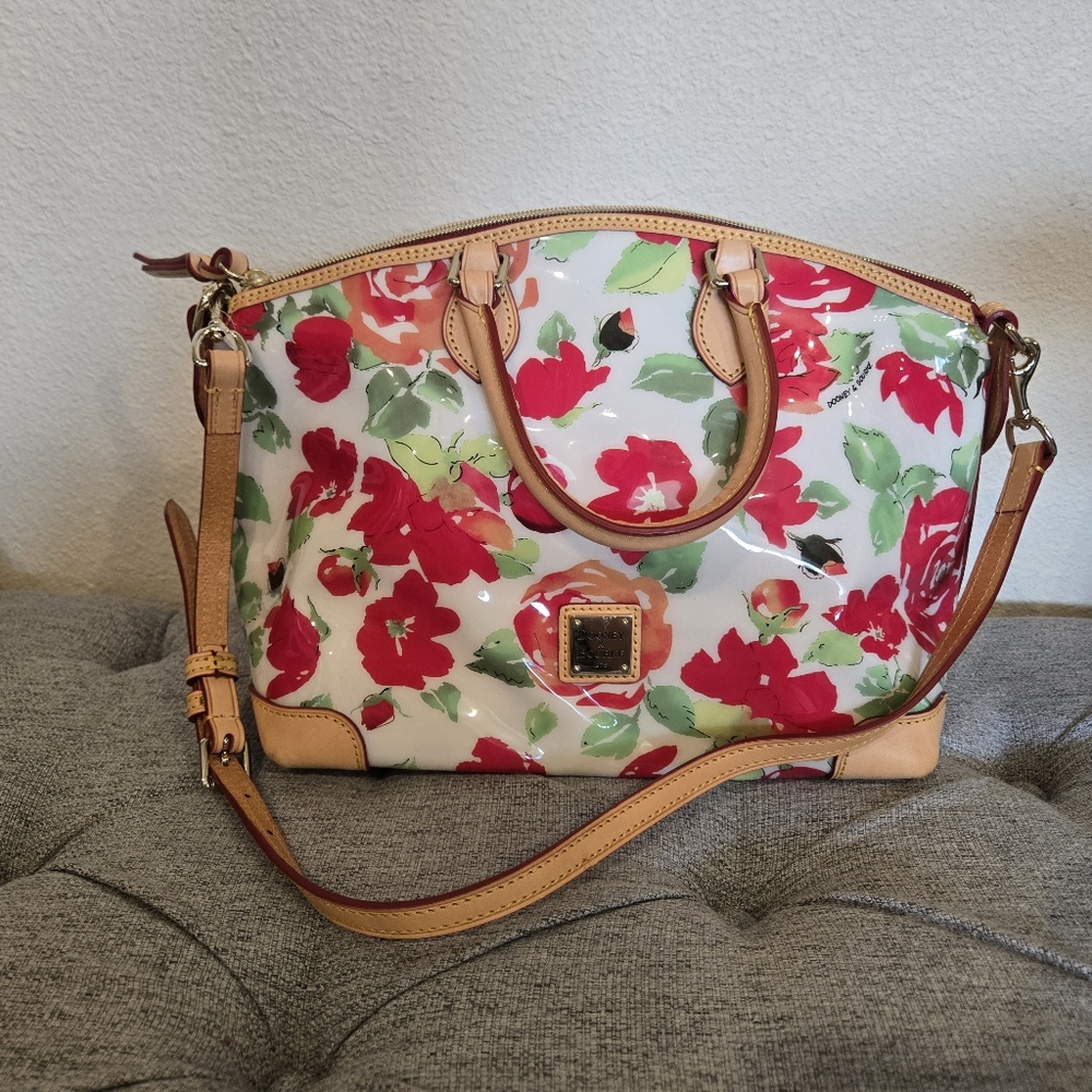 Dooney & Bourke Patent Floral Satchel Crossbody In Rose Garden - Picture 2 of 16